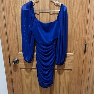 B Darlin Royal Blue Long Sleeve Dress